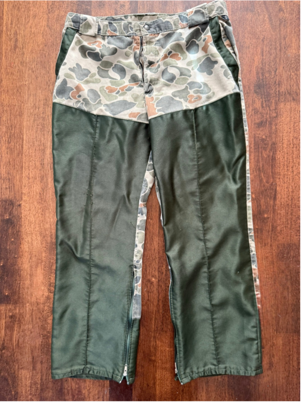 Vintage Men's 10X Hunting Pants size medium Green Camo Outdoor Utility Trousers